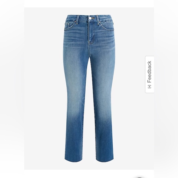 Express Straight Ankle High Rise Ultra Stretch Blue Denim Jeans - Picture 1 of 4